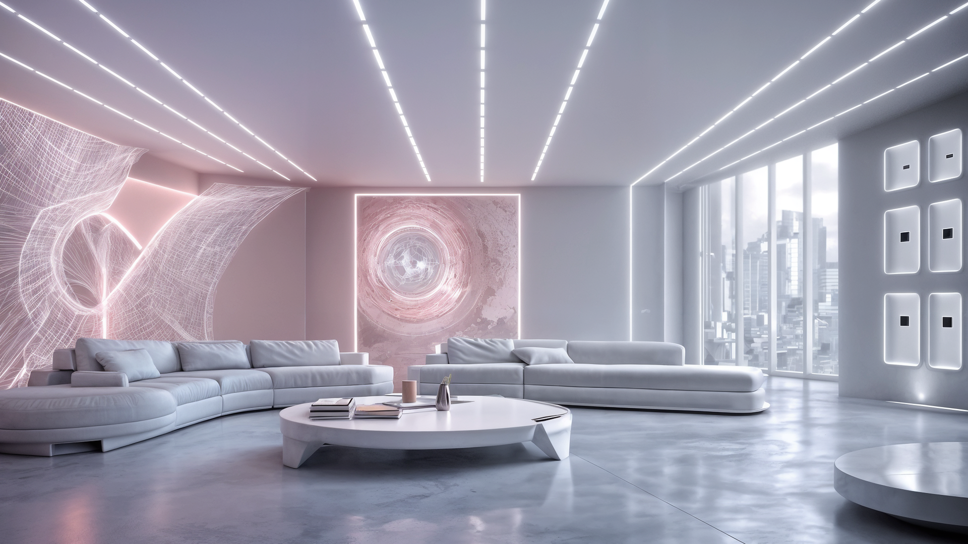 Futuristic minimal fashion interior